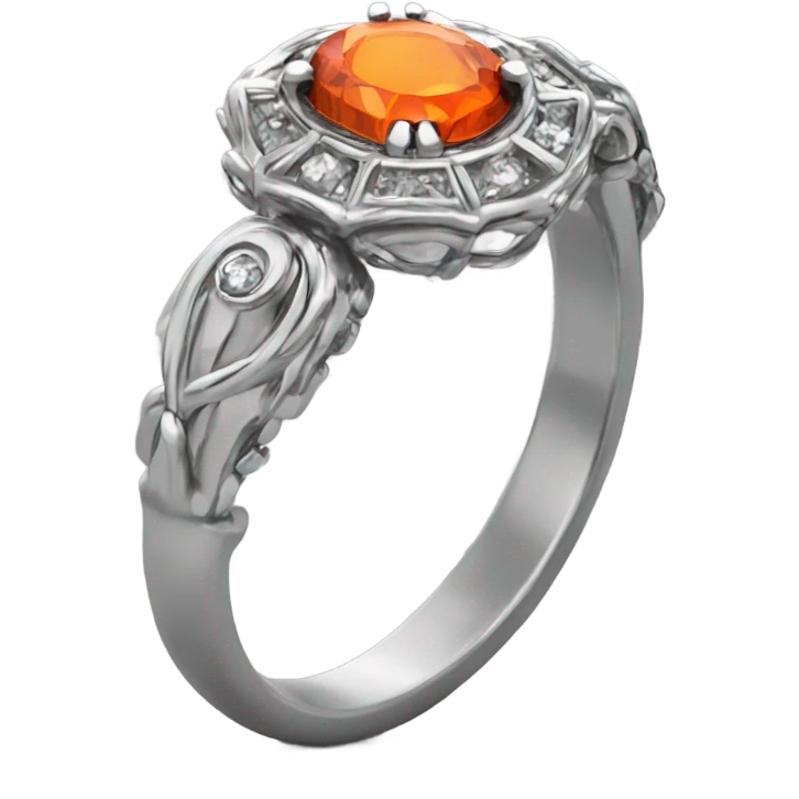a pretty ring silver with orange gem small emoji