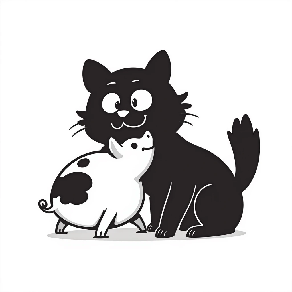 A cat eats a pig emoji