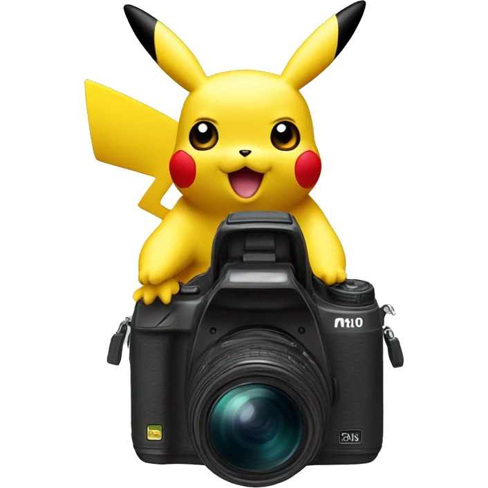 Pikachu holding Canon M50 camera emoji