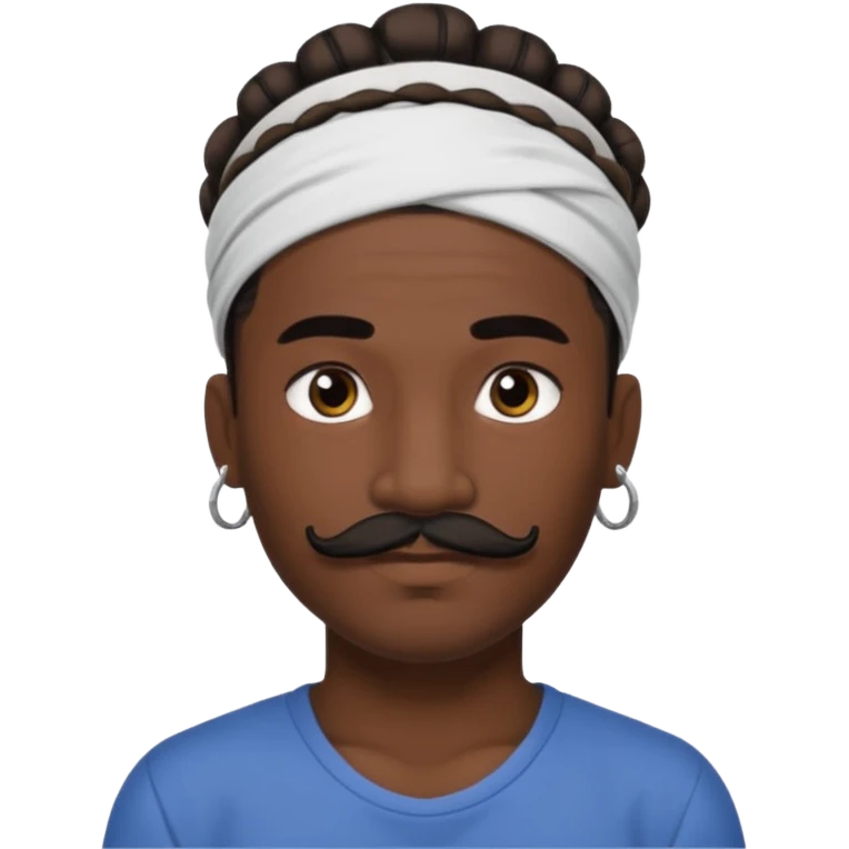 bun hair man and mustache and face tattoos very heavy and headband emoji