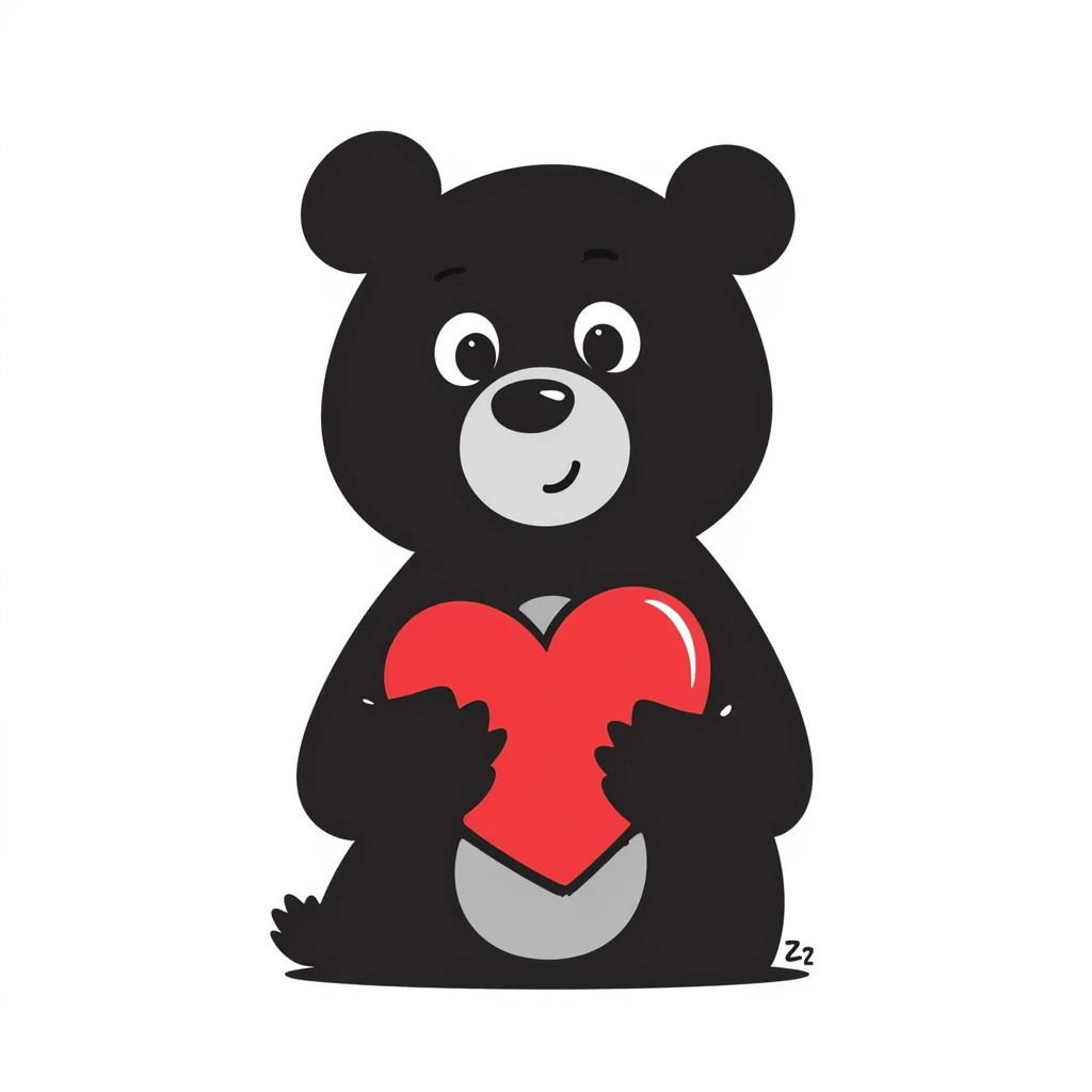 blue bear holding a heart emoji