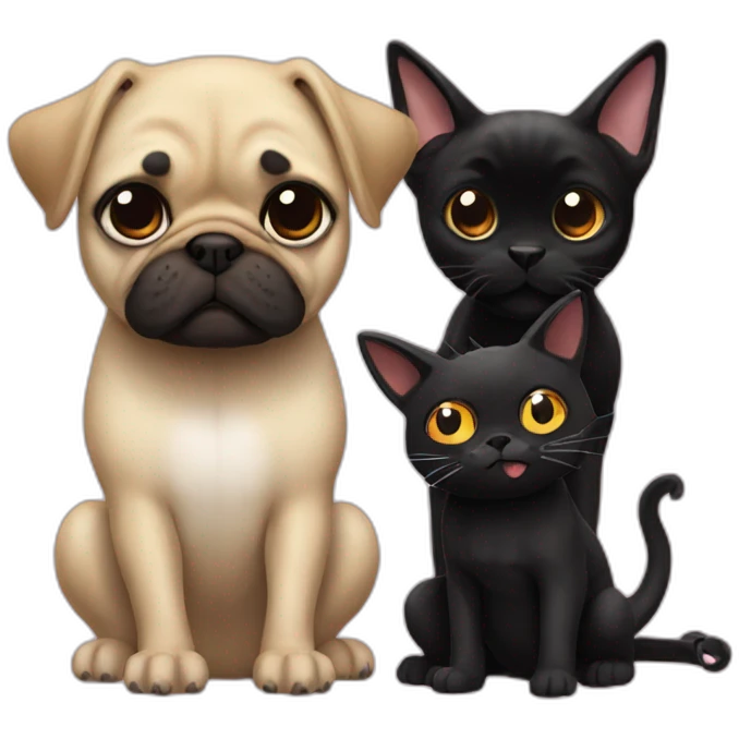 Dragon with a pug and a black cat on it  emoji