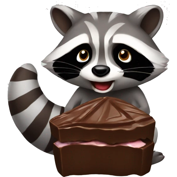 A raccoon eating chocolate  emoji