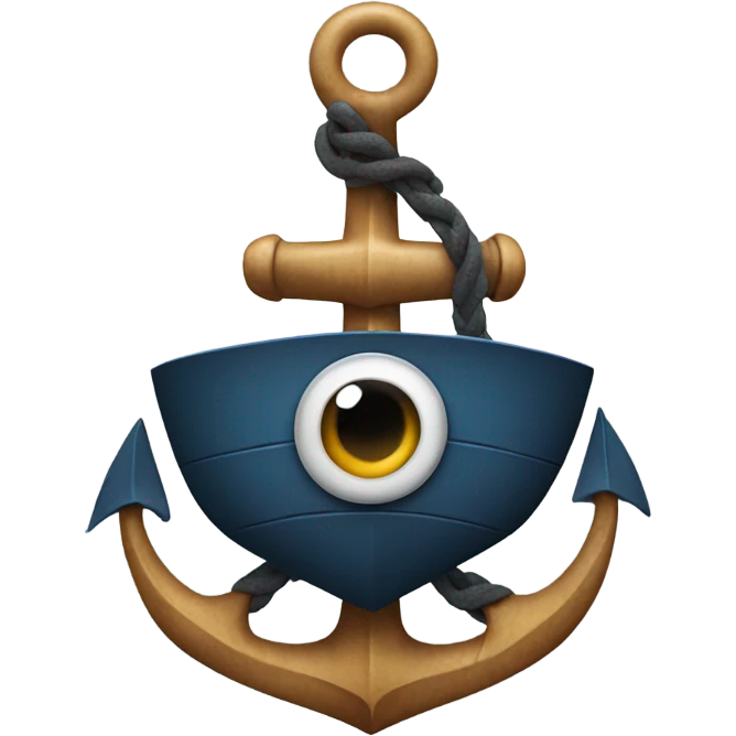 boat anchor with eyes, arms, and legs  emoji