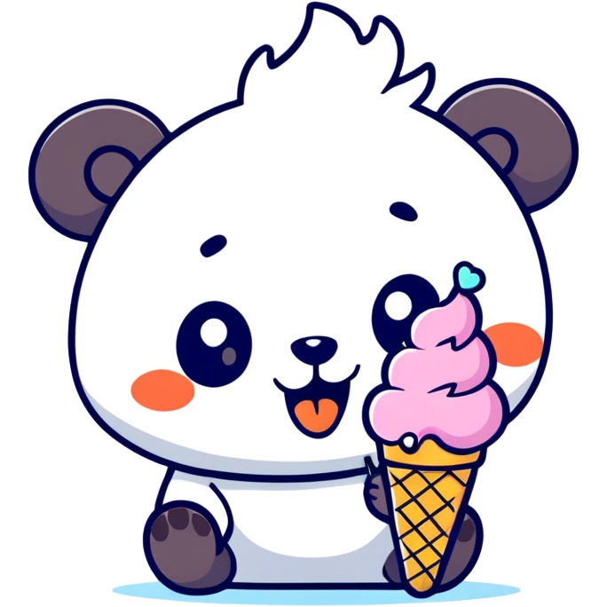 Panda eating ice cream emoji