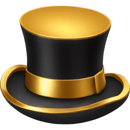 Top Hat with thick gold band emoji