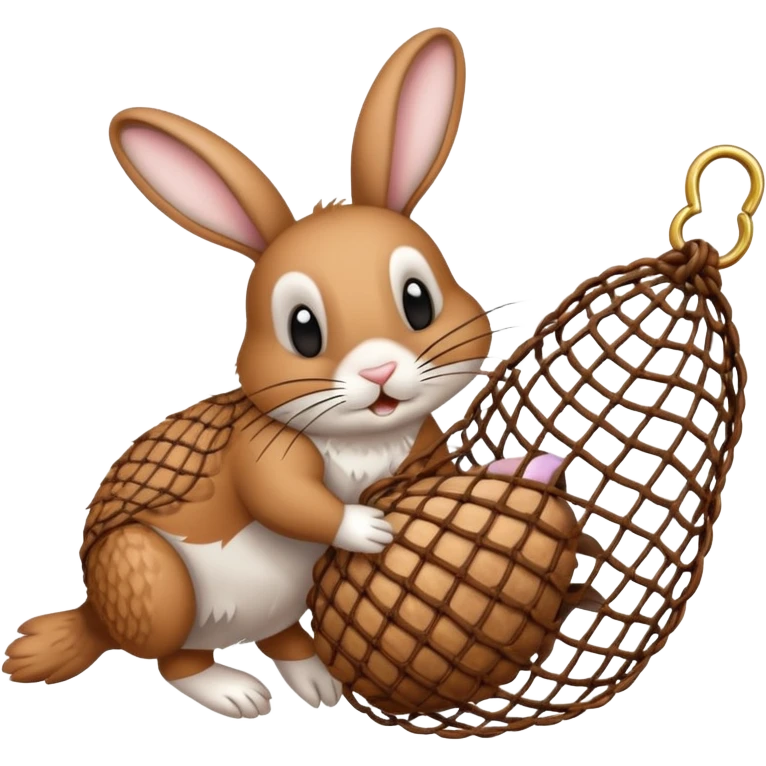 a fish net catching a rabbit emoji