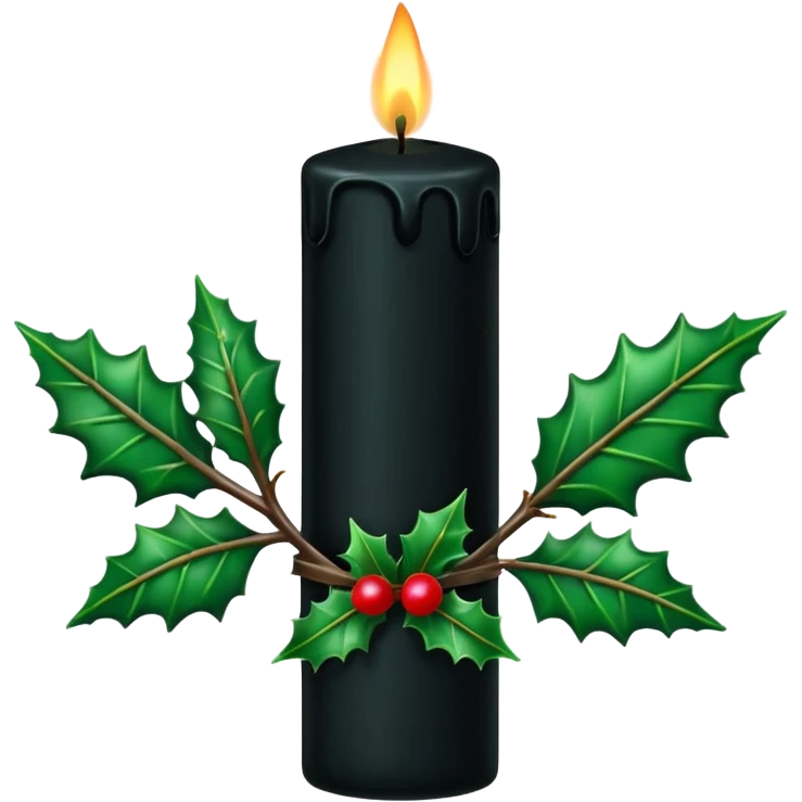 Gothic black candle with holly  emoji