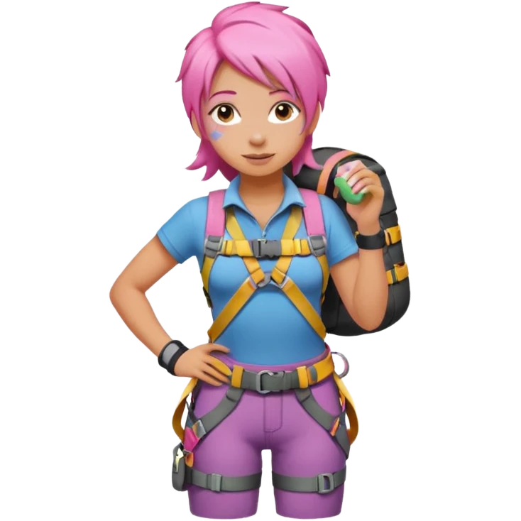 climber girl with pink hair emoji