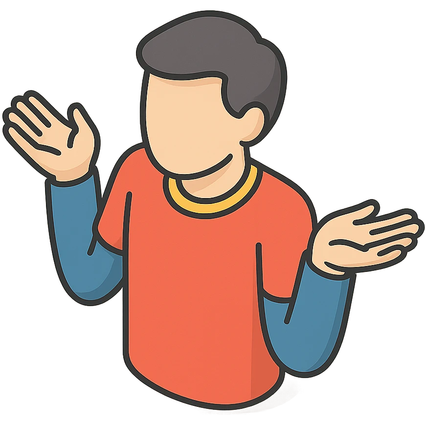 человек разводит руками принимая ситуацию emoji
