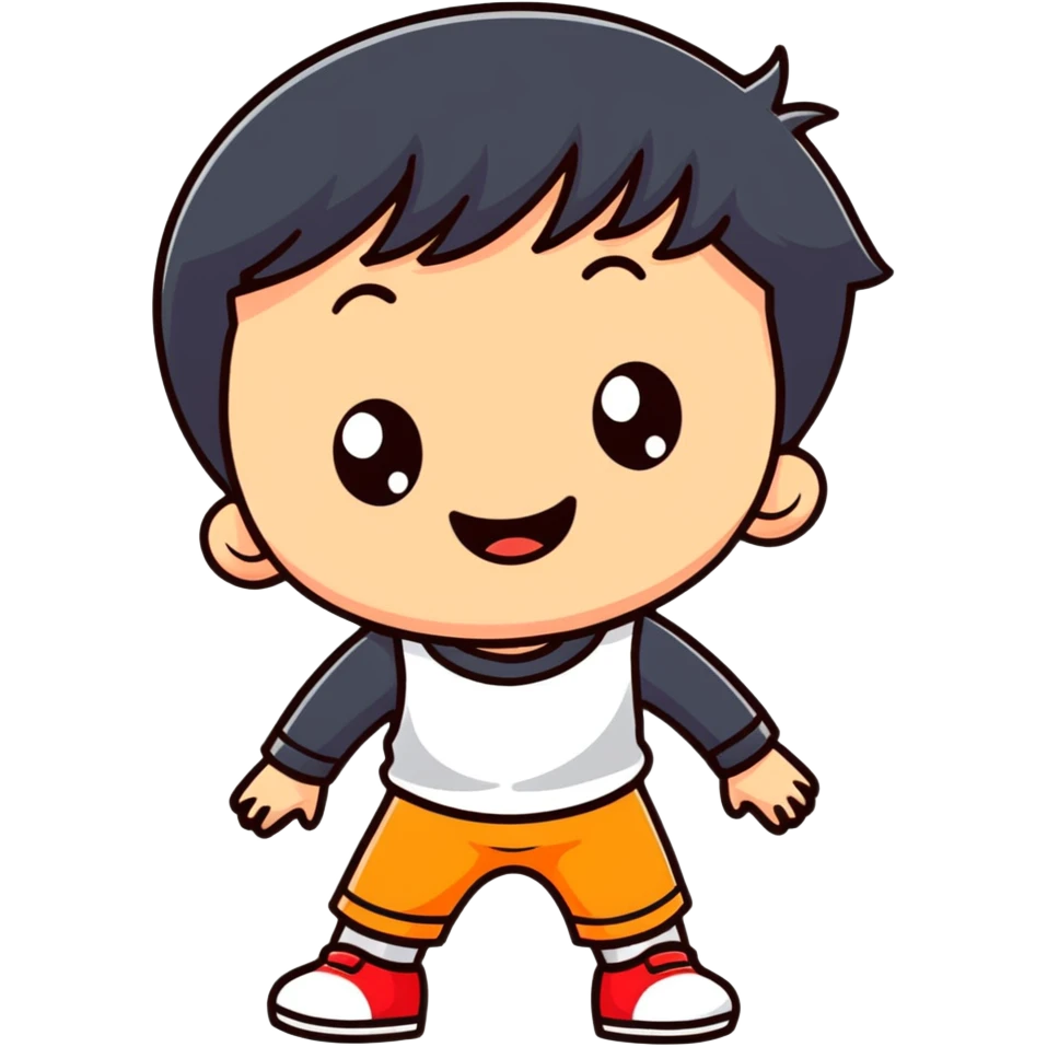 Cute little boy with a playful expression emoji