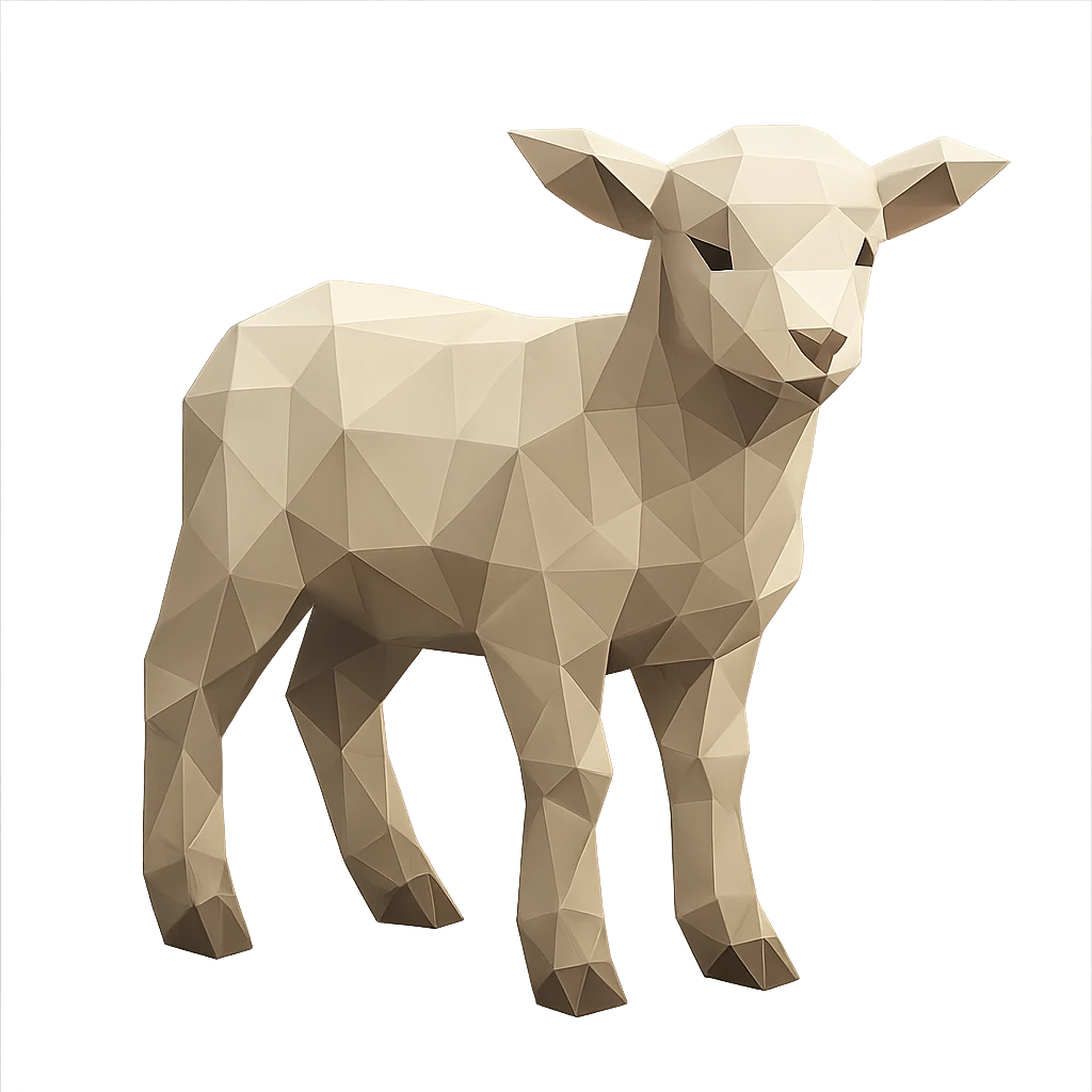 low-poly polygonal lamb emoji