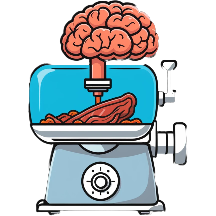 a brain going through a meat grinder emoji