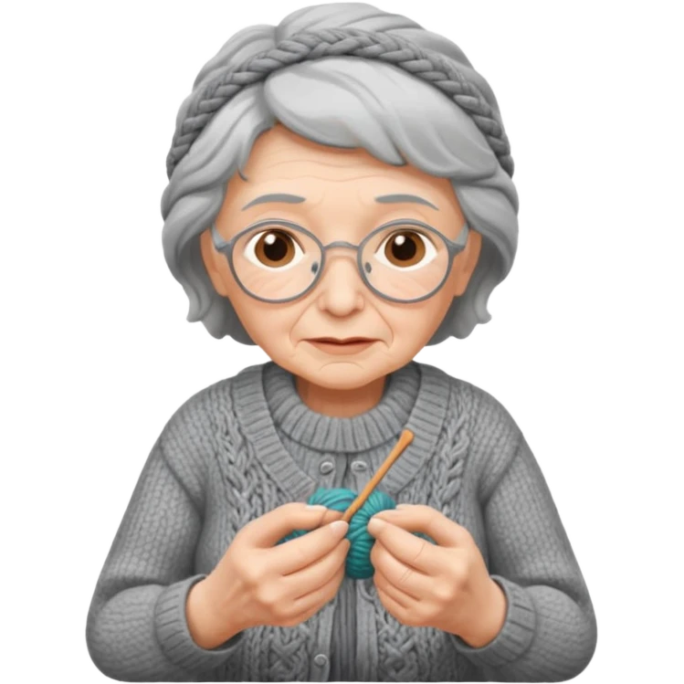 elderly woman knitting emoji