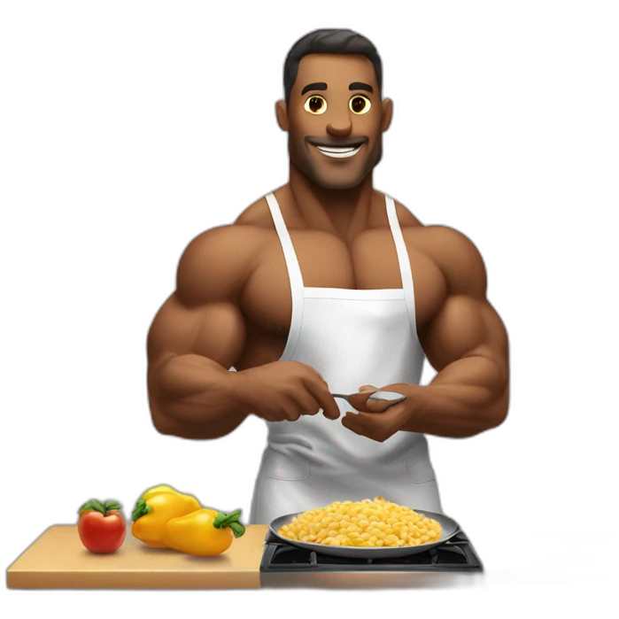 bodybuilder cooking food emoji