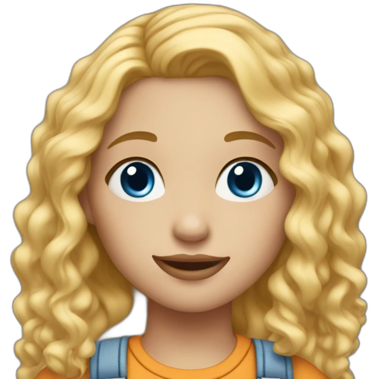 girl with long blonde wavy,blue eyes,a nose ring and dungarees emoji