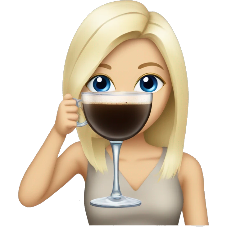 blonde hair blue eye girl drinking espresso martini  emoji