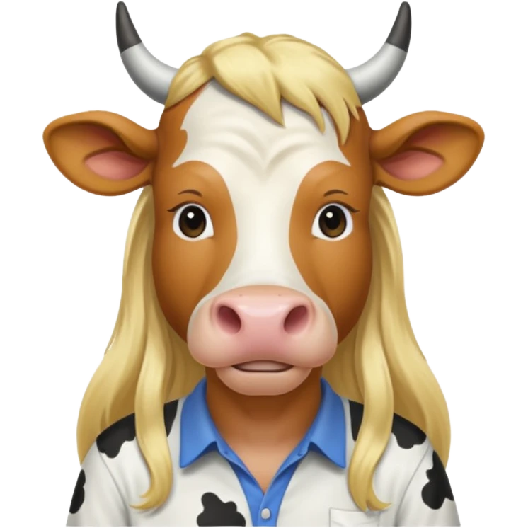 cow with long blonde hair and shirt emoji