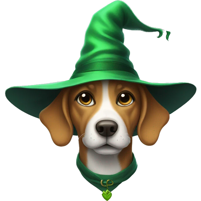 dog in green witch hat emoji