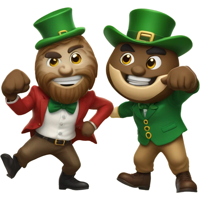 Brutus the Buckeye, punching, a Leprechaun emoji