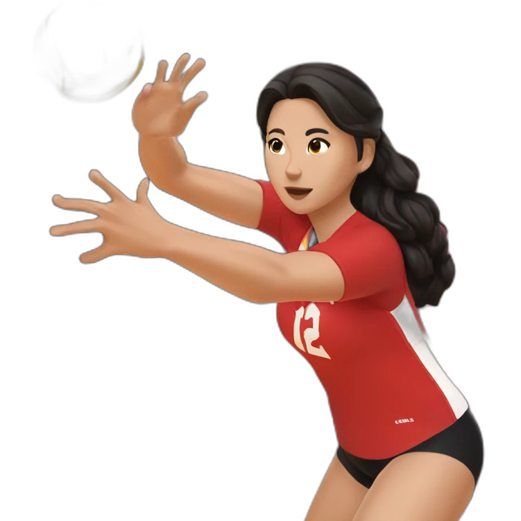 Vargas in red jersey when she is shooting to the volleyball ball emoji