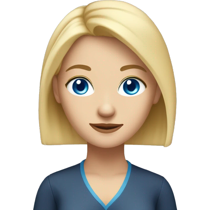 blue eyes, blonde straight hair, female school teacher, no glasses emoji