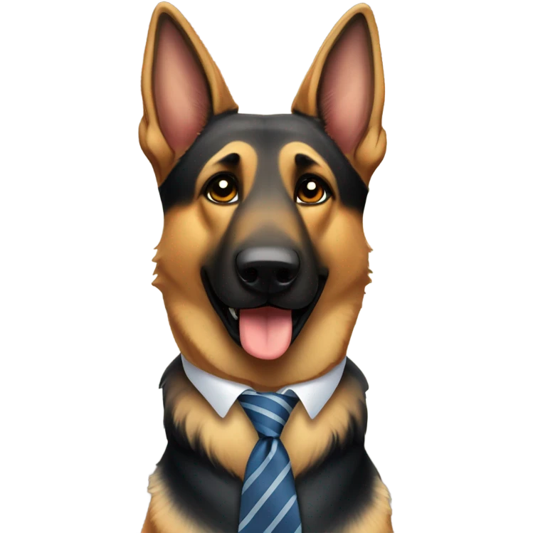 German shepherd wearing a tie emoji