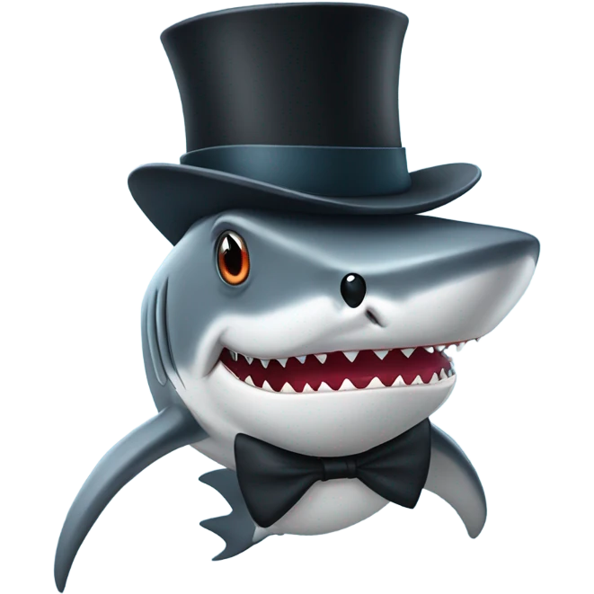 Shark with a top hat emoji