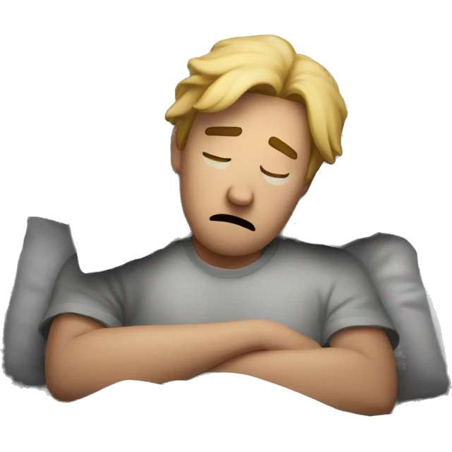 Sad guy in bed sighing emoji