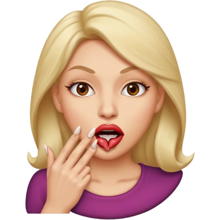 Big lips long nails bestie circle head biting her 1 nail emoji