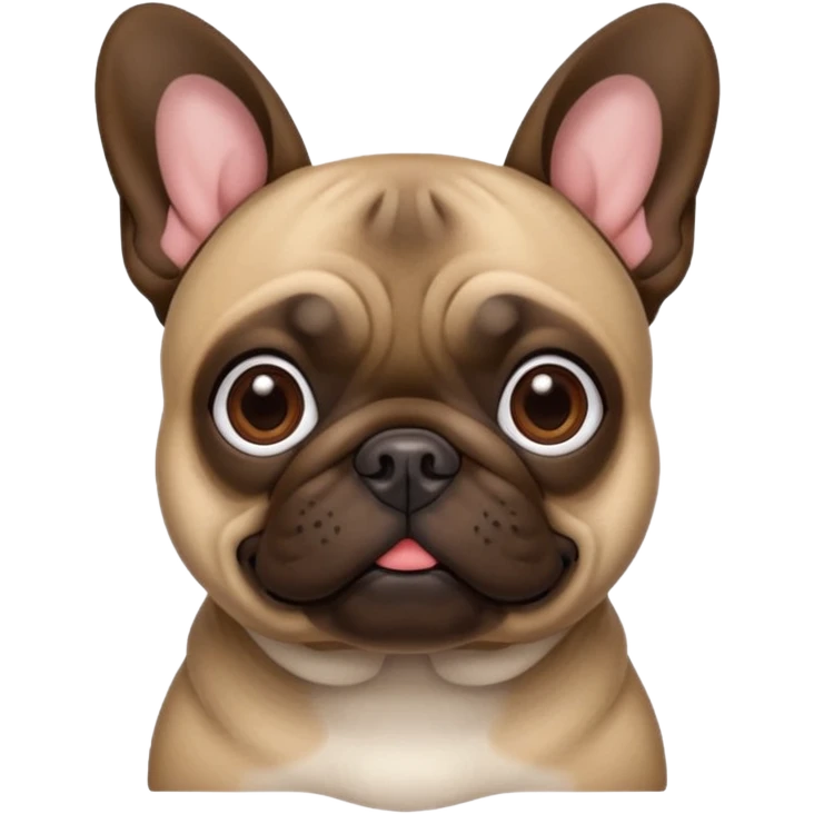 Dark Brown (pug crossed with french bulldog) dog I'd like a 3D emoji emoji