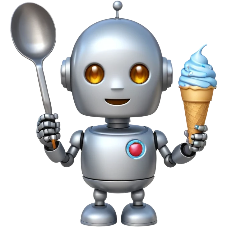 The cute robot is holding dessert in its hands, 3d emoji emoji