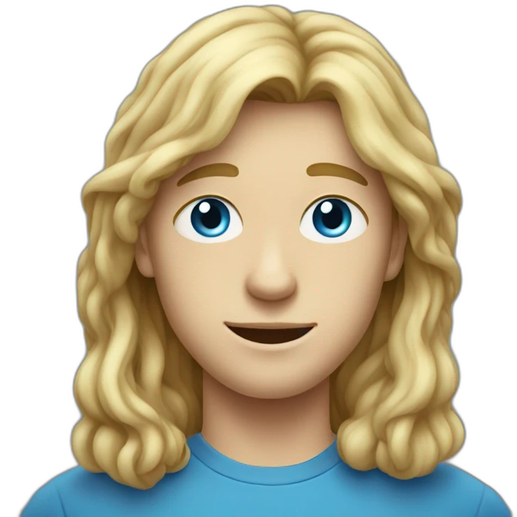 blue-eyed teen-ager man with long blond hair emoji