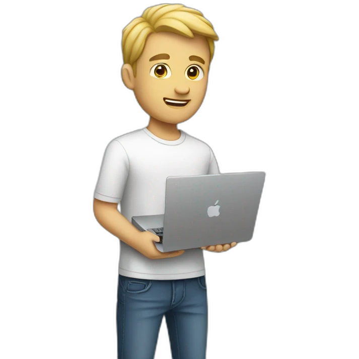 white man holding a macbook emoji