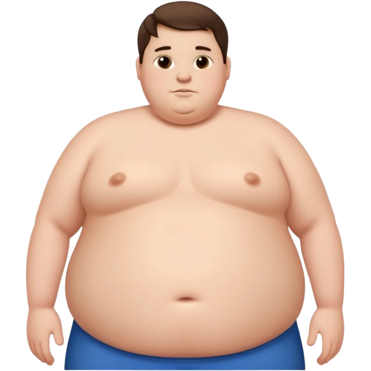 obese 20 year old brunette white male with large bare belly showing emoji