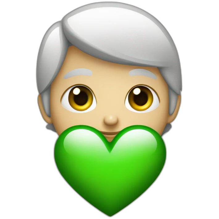 Un corazón verde con ojos emoji