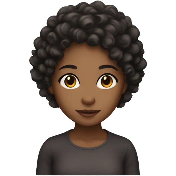 Brown skin girl with black curly hair and brown eyes  emoji