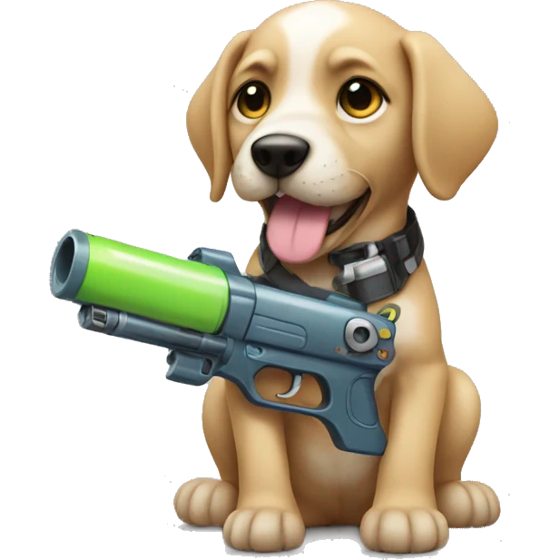 puppy with long water gun emoji