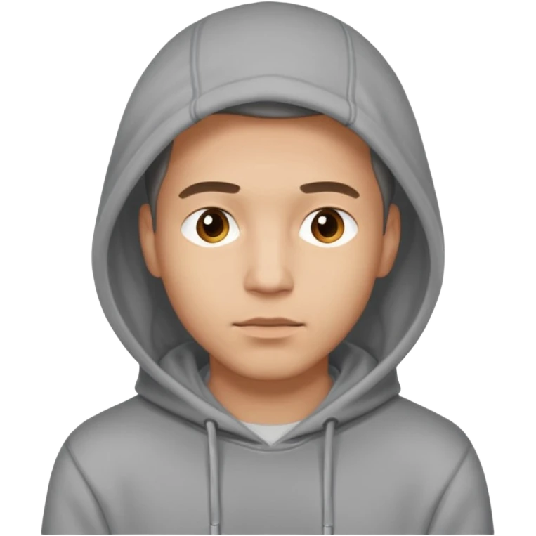 a guy wears a hoodie, his face is a mysterious, he looks pretty and handsome, but very distant  emoji