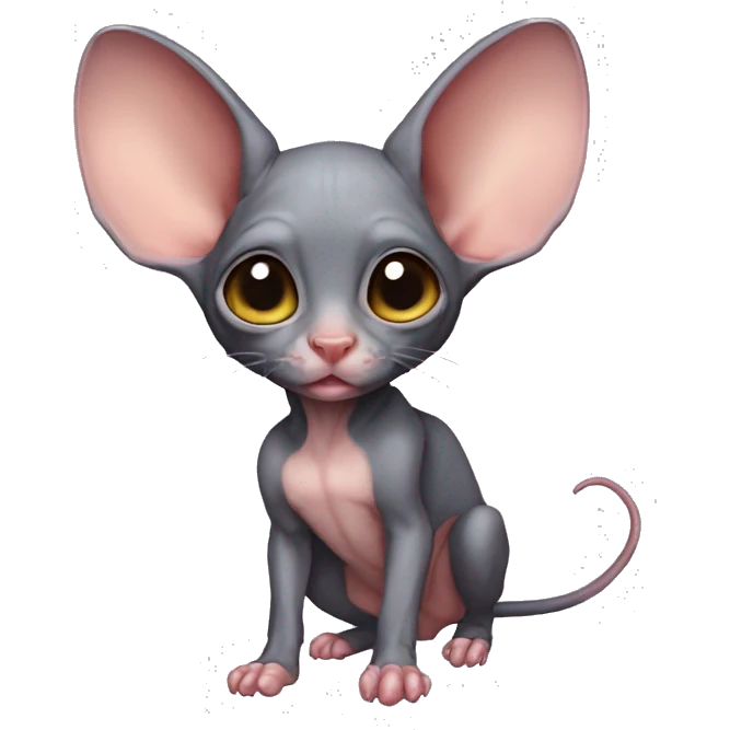 Cute Bat-Sphynx-Rat-Mouse-Hybrid full body emoji