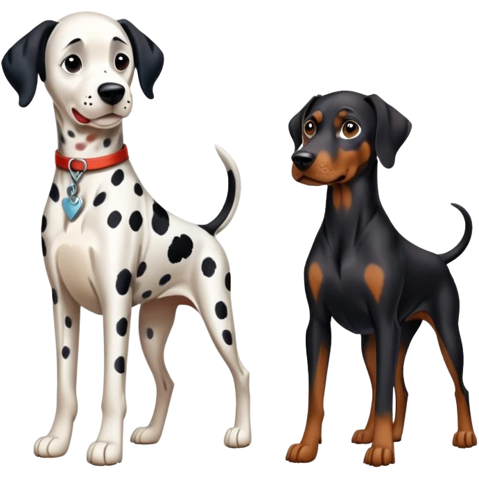 2 dogs : 1 Dalmatian + 1 dobermann emoji