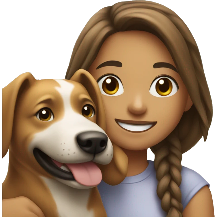 girl smiling with dog outdoors emoji