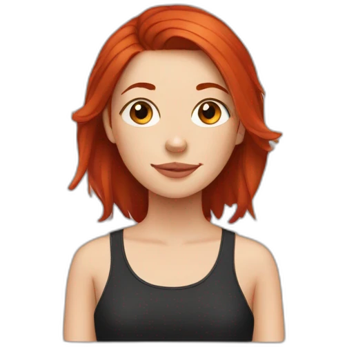 teenage girl, red hair with black staffy emoji