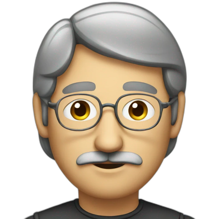 steve jobs with a mustache emoji