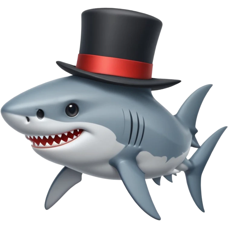 Shark with a top hat emoji