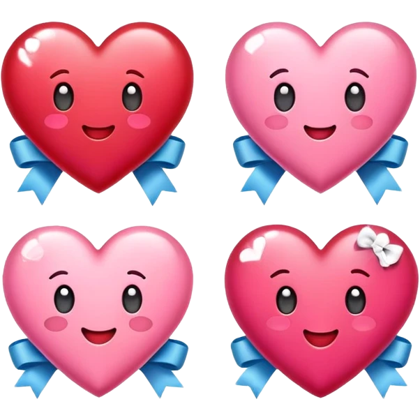 Cute hearts emojis love emojis with ribbons emoji