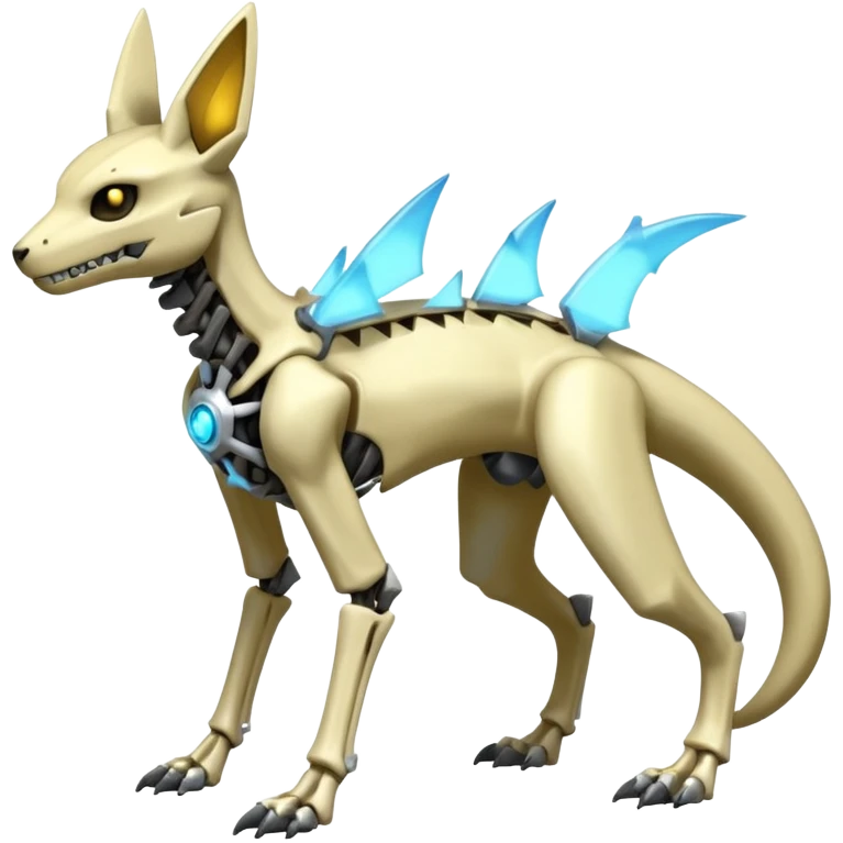 futuristic Skeleton-Cyborg-Manectric-Electrike-Cubone-Umbreon-Marowak-Draco-Fakémon-hybrid-creature (full body), 4 legs emoji