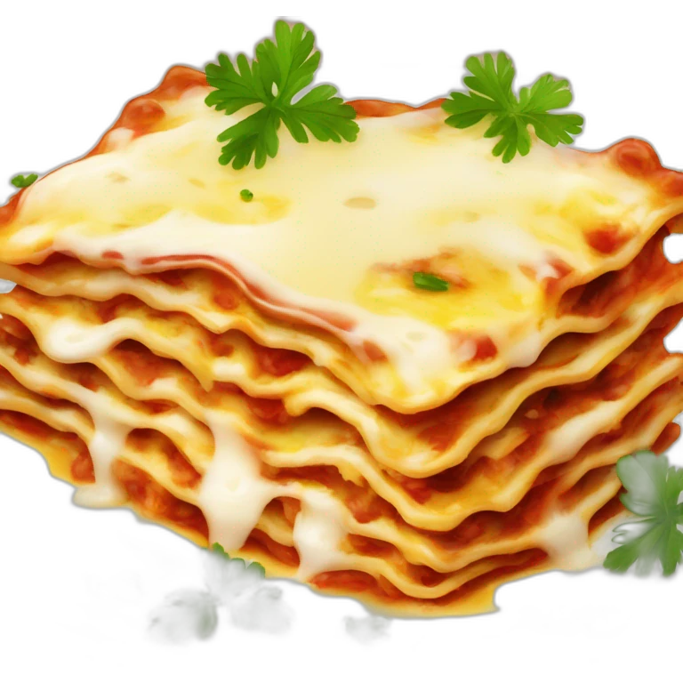 lasagna with parsley and melting cheese on a fancy plate emoji