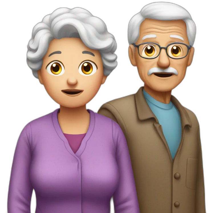 Granny with grandfather confused emoji