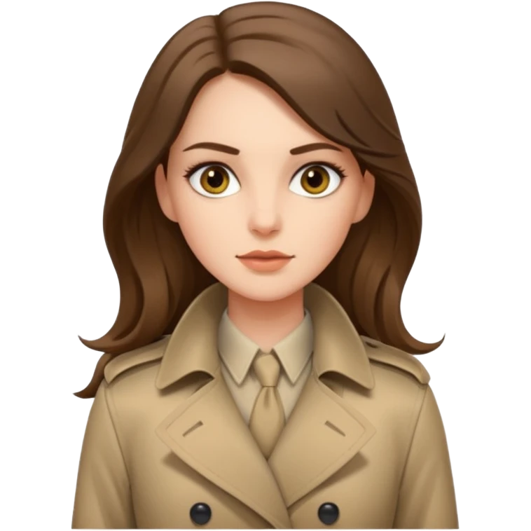 white long brunette hair girl with hazel eyes who is a spy emoji
